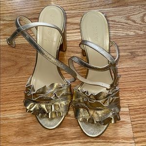 Gold Ruffle J. Crew heels